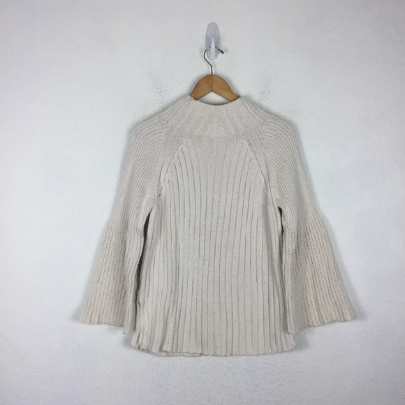 Free People Begin Again Mock Neck Cream Knit Jumper Sweater Small - Picture 13 of 14